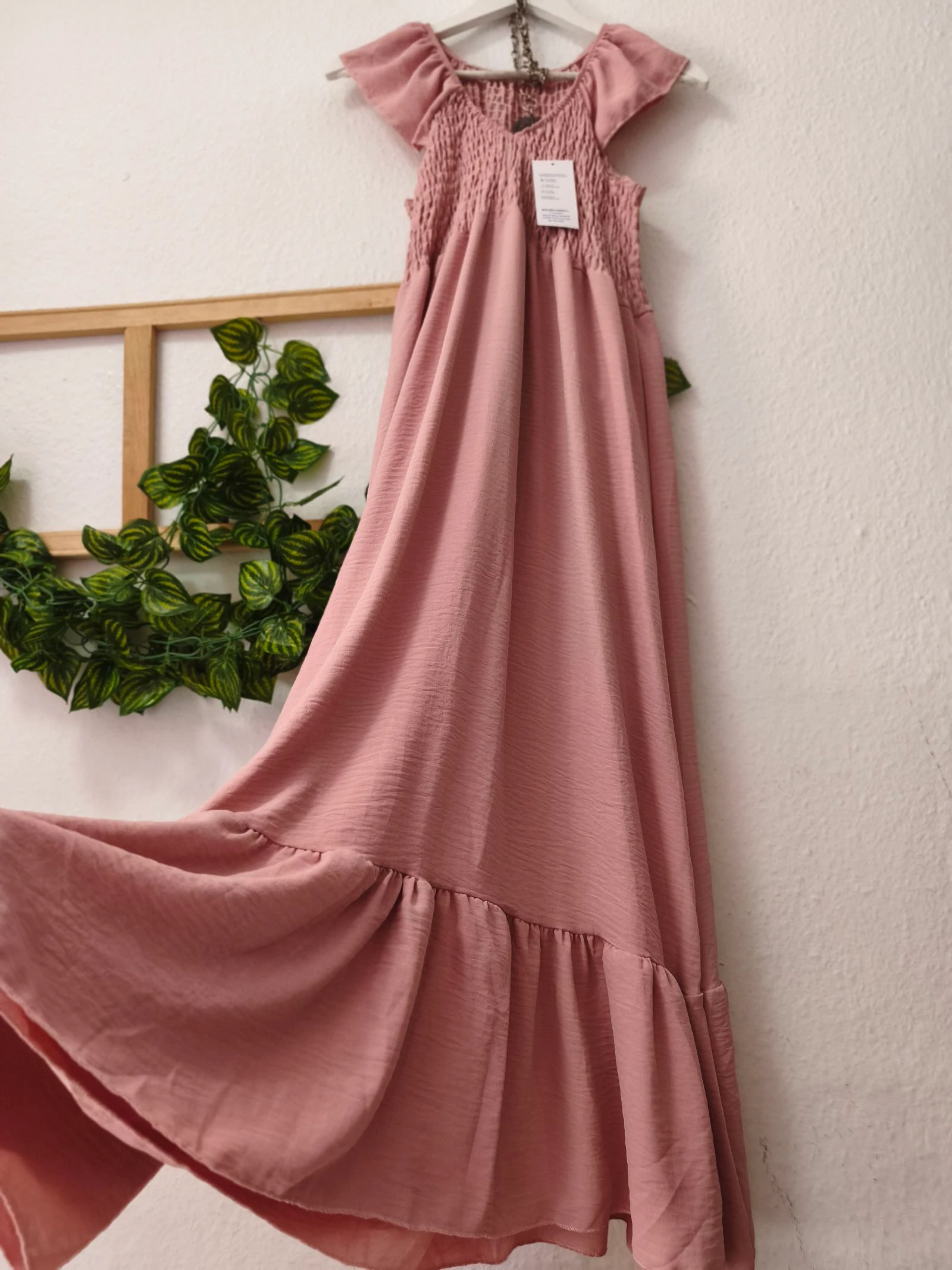 Pink nude bee panel adaptable fluid long dress size M L – photo 8